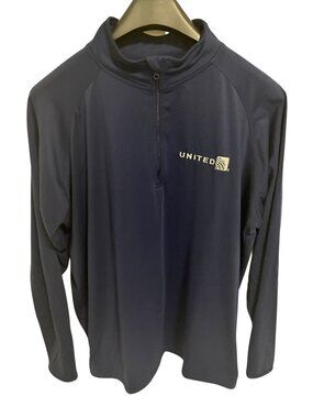 United Airlines 1/4 Zip Pullover LS Shirt Mens Size XXL Navy Blue